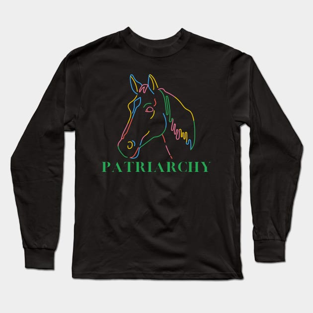 Patriarchy Horse - Barbie Movie Inspired Sticker Long Sleeve T-Shirt by CursedContent
